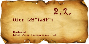 Uitz Kálmán névjegykártya
